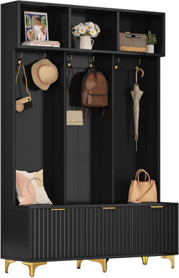 Modern Large Storage Hall Tree With Bench