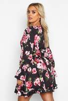Thumbnail for your product : boohoo Plus Floral Ruffle Panel Smock Dress