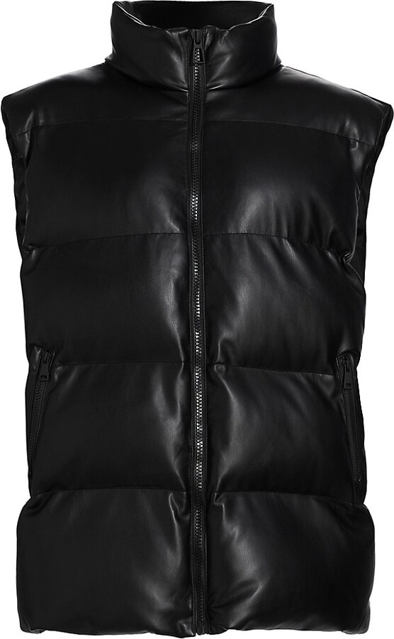 Good American Oversized Leather Puffer Vest