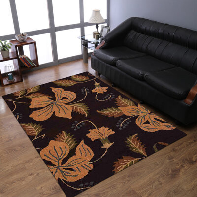 Get My Rugs LLC Vibrant HAND TUFTED WOOL ECO-FRIENDLY AREA RUGS - Brown Color | Floral Design