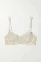 Thumbnail for your product : I.D. Sarrieri Colette Embroidered Tulle Underwired Balconette Bra - Cream