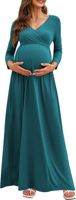 Xpenyo Maternity Maxi Dress Women Casual Wrap Long Baby Shower Pregnancy Dresses 