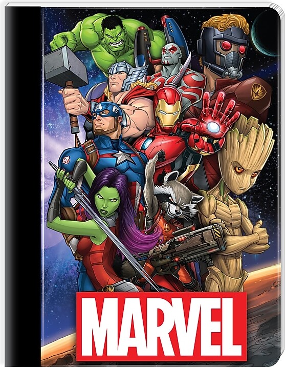 Innovative Designs Marvel Composition Notebooks, 7.5" x 9.75", Wide Ruled, 100 Sheets, Multicolored (714785AVE-SA)