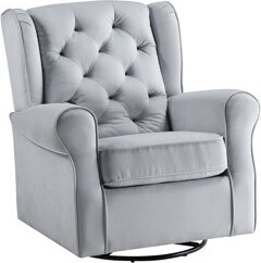 Latitude Run Zeger Gray Fabric Glider Chair With Swivel