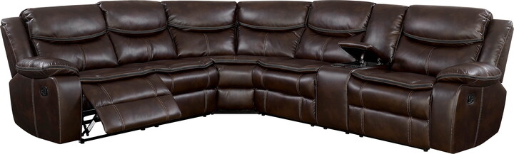 Furniture of America Transitional Faux Leather Moncton Sectional, Brown