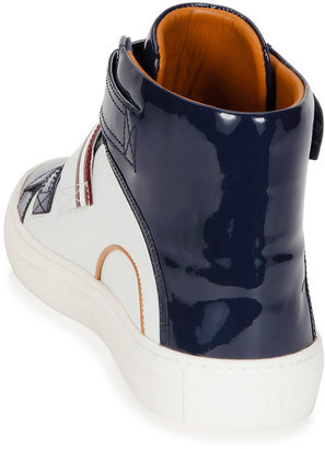 Bally Herick Patent Leather High-Top Sneaker, White