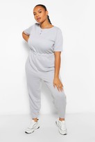 Thumbnail for your product : boohoo Plus Crew Neck Short Sleeve Sweat Jumpsuit