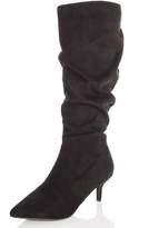 Thumbnail for your product : Quiz Wide Fit Black Faux Suede Ruched Boots