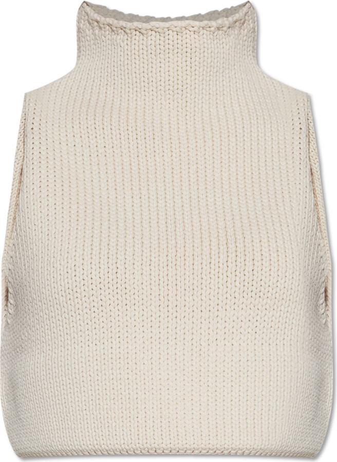 Alaia Vest With Stand-up Collar  - Cream