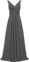 Thumbnail for your product : ANTS Women's V Neck Sleeveless Long Bridesmaid Dresses Chiffon Gowns Size 20W US Grey