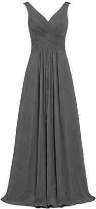 ANTS Women's V Neck Sleeveless Long Bridesmaid Dresses Chiffon Gowns Size 20W US Grey
