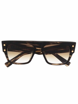 Balmain Eyewear Tortoiseshell-Effect Square-Frame Sunglasses