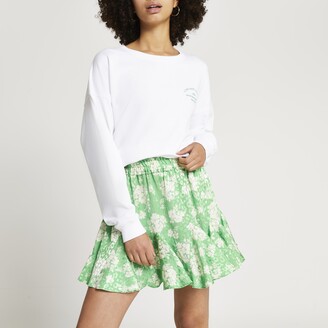 River Island Womens Green floral print mini skirt