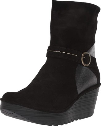 Fly London YOME083FLY Wide (Black/Black Oil Suede/Mousse) Women's Boots