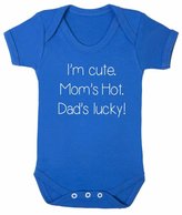 Thumbnail for your product : FLOSO Baby Girls/Boys I Am Cute, Moms Hot, Dads Lucky Short Sleeve Bodysuit (0-3 Months)