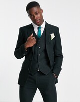 Thumbnail for your product : ASOS DESIGN wedding super skinny wool mix suit jacket in forest green twill