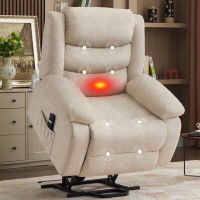 Power Lift Recliners For The Elderly， Electric Recliner With Heat And Massage， Oversized Sofa For Living Room With Infinite Position, Side Pockets