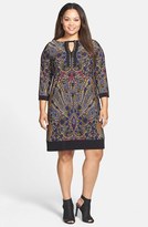 Thumbnail for your product : London Times Embellished Print Jersey Shift Dress (Plus Size)