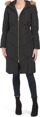Cole Haan Down Fill Puffer Coat With Faux Fur Hood