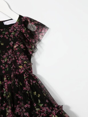 MonnaLisa Floral-Print Tulle Dress