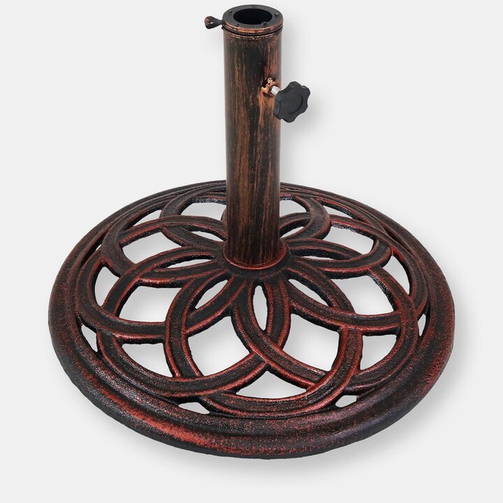 Sunnydaze Decor Celtic Knot Cast Iron Patio Umbrella Base/Stand Brown