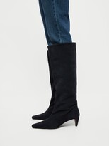 Suede Navy Knee High Boots | Shop the world's largest collection of fashion  | ShopStyle UK