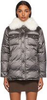 Thumbnail for your product : Yves Salomon Grey Down Satin Overshirt Jacket