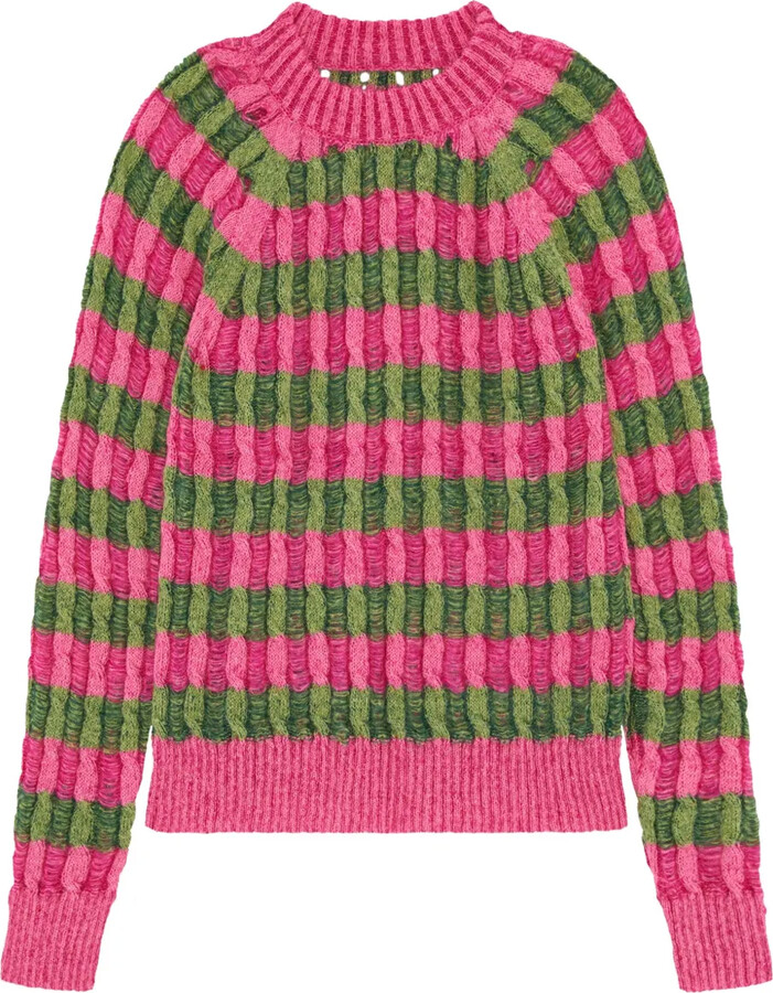 AGR Cable-Knit Striped Sweater