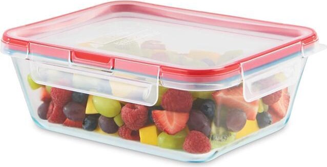 TUKO Pyrex Freshlock Glass Food Storage Container, Airtight & Leakproof Locking Lids, Freezer Dishwasher Microwave Safe, 8 Cup