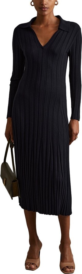 Reiss Winnie Long Sleeve Knitted Wool-Blend Dress