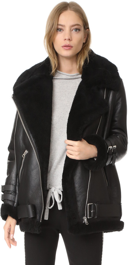 oversized shearling moto jacket