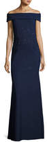 Thumbnail for your product : Rickie Freeman For Teri Jon Off-the-Shoulder Sequined Ponte Gown, Blue