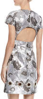 Thumbnail for your product : Michael Kors Collection Short-Sleeve Summer Floral Metallic Brocade Dress