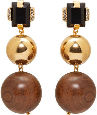 Marni Gold Stone & Wood Clip-On Earrings