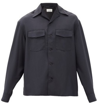 Lemaire Cuban-collar Patch-pocket Poplin Shirt - Dark Grey