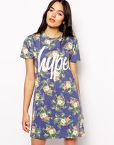 Thumbnail for your product : Hype T-Shirt Dress With Hawaiian Floral Print & Logo Detail