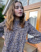 Thumbnail for your product : New Look high neck smock mini dress in purple floral print