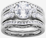 Thumbnail for your product : Fine Jewelry 100 Facets by DiamonArt Cubic Zirconia Sterling Silver 3-Ring Bridal Ring Set