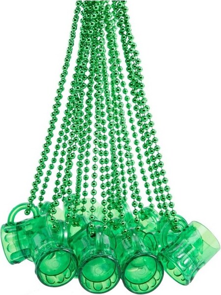 Joyfy12PCSStPatrick'sGreenMugBeadNecklacesforWomenMen,MardiGrasPartyFavorSuppliesandThemedCelebrationAccessories