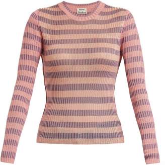 Acne Studios Rutmar Striped Cotton Blend Sweater - Womens - Pink Multi