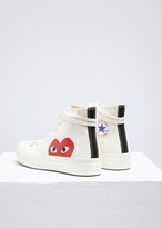 Thumbnail for your product : Comme des Garcons Play High Top Women's Converse Chuck Taylor Shoes in Beige Size 10 Cotton/Rubber Sole