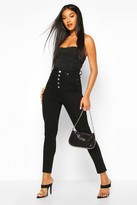 Thumbnail for your product : boohoo Button Front Slit Knee Skinny Jean