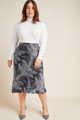 black midi skirt button front