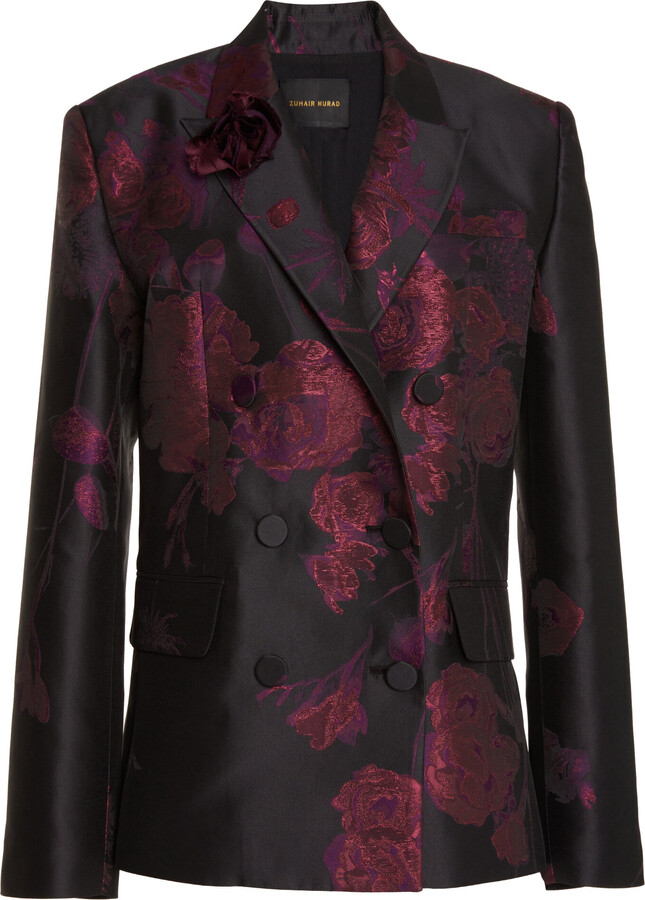 ZUHAIR MURAD Floral Jacquard Double-Breasted Blazer