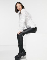 Thumbnail for your product : ELVI tiered tie sleeve top in white