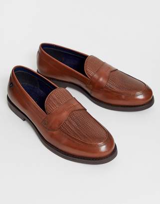 Farah leather woven loafer in tan