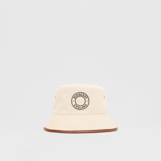 Burberry eather Trim ogo Graphic Cotton Bucket Hat