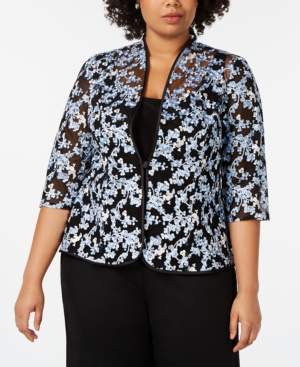 Alex Evenings Plus Size Floral Embroidered Jacket & Shell