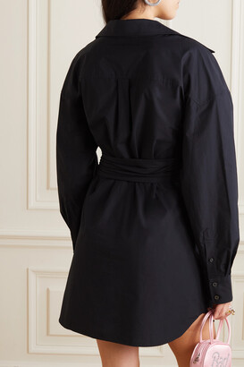 alexanderwang.t Ruched Cotton-poplin Mini Shirt Dress - Black