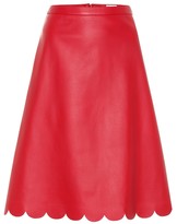 Thumbnail for your product : RED Valentino scalloped A-line leather skirt